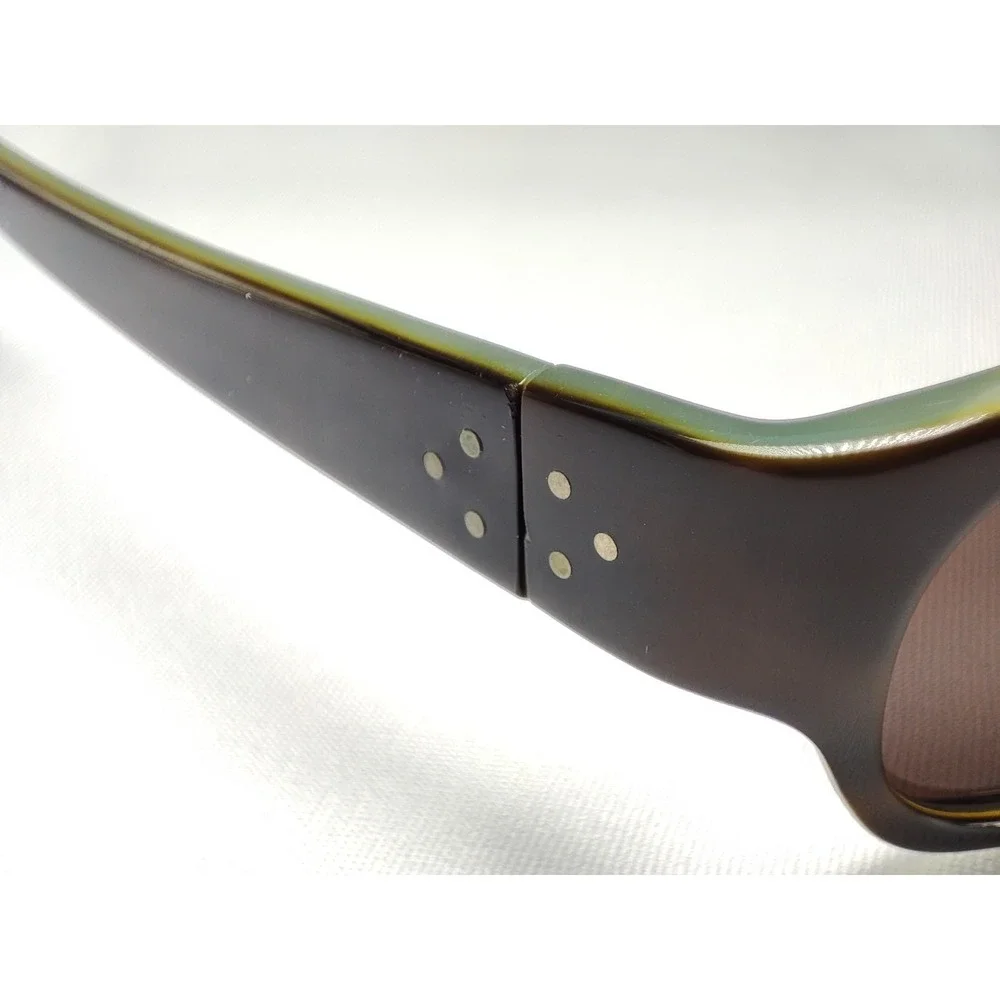 J.F. Rey J455 Sunglasses Brown Olive Acetate Rectangular Vintage France 55-18